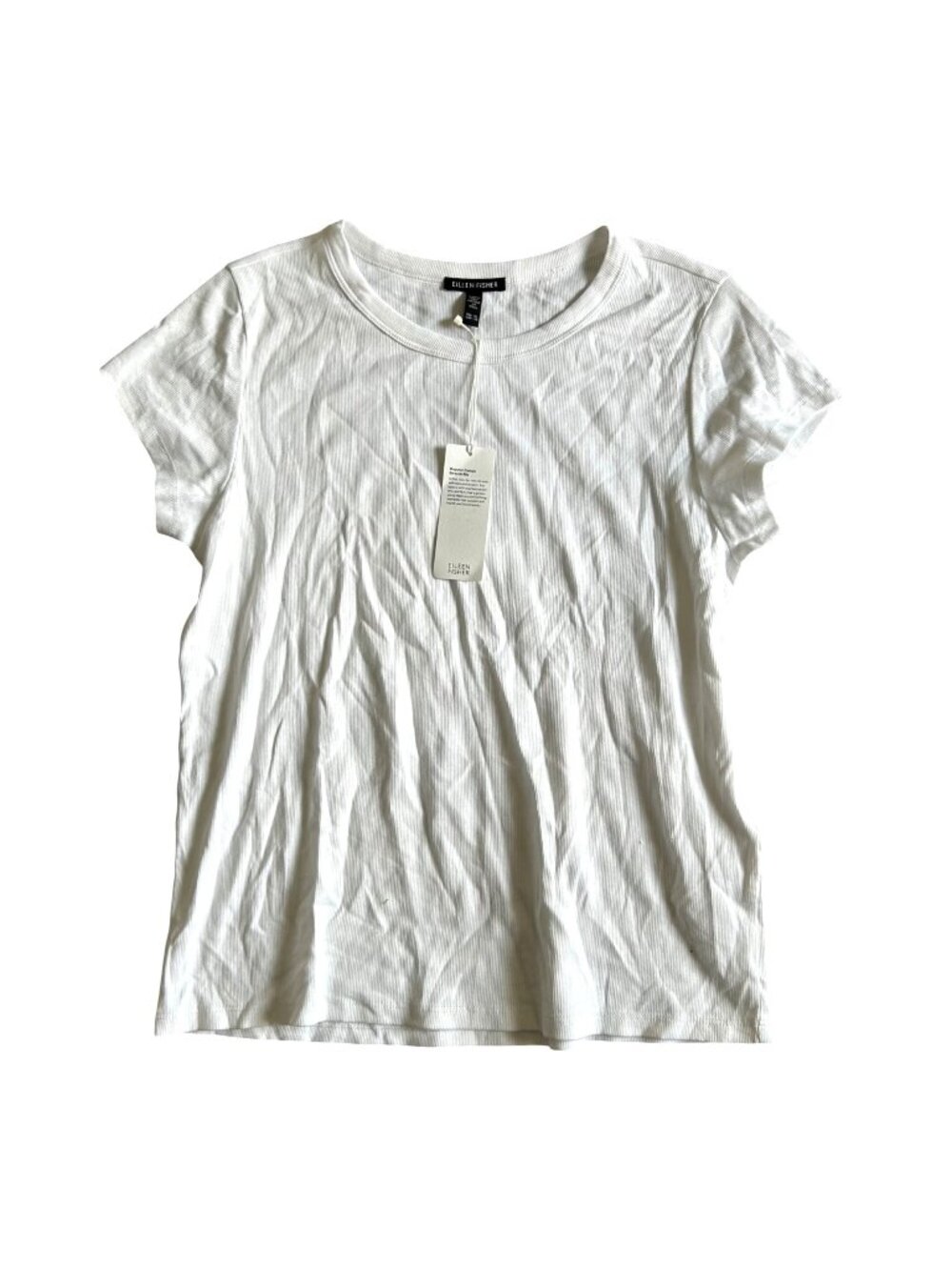 Eileen Fisher Womens XL Organic Cotton White Crew Neck Tee Casual Everyday Top